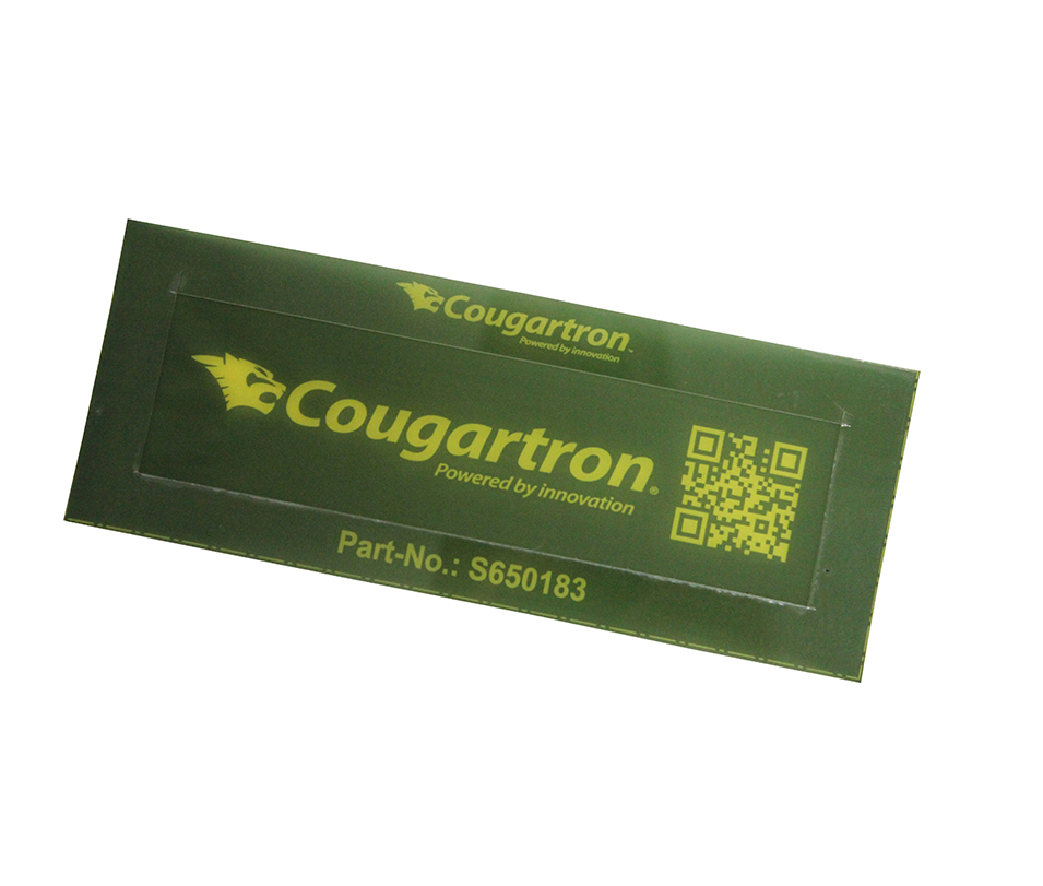 Stencil: “Cougartron” with plastic frame 4.4 x 1.9
